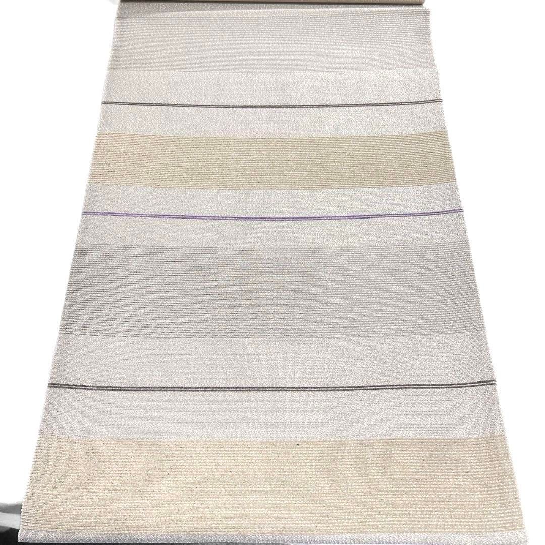 袋帯　格子模様　花菱　モール　金糸　銀糸　着物　084a p 袋帯 綴織 モール 菱模様 色紙模様 幾何学 金糸 着物 103b p