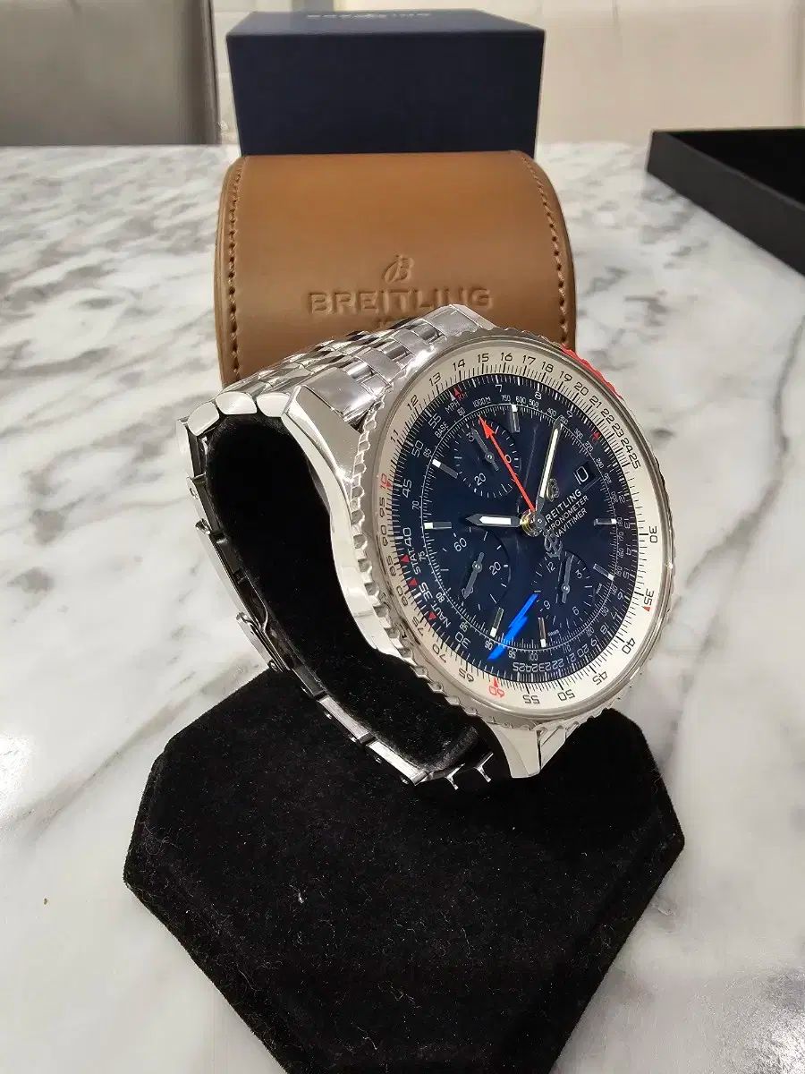 【BREITLING】ブライトリング 自動巻き クロノグラフ 青文字盤　OH済 ブライトリング ナビタイマー 1461 世界限定1000本 クロノグラフ