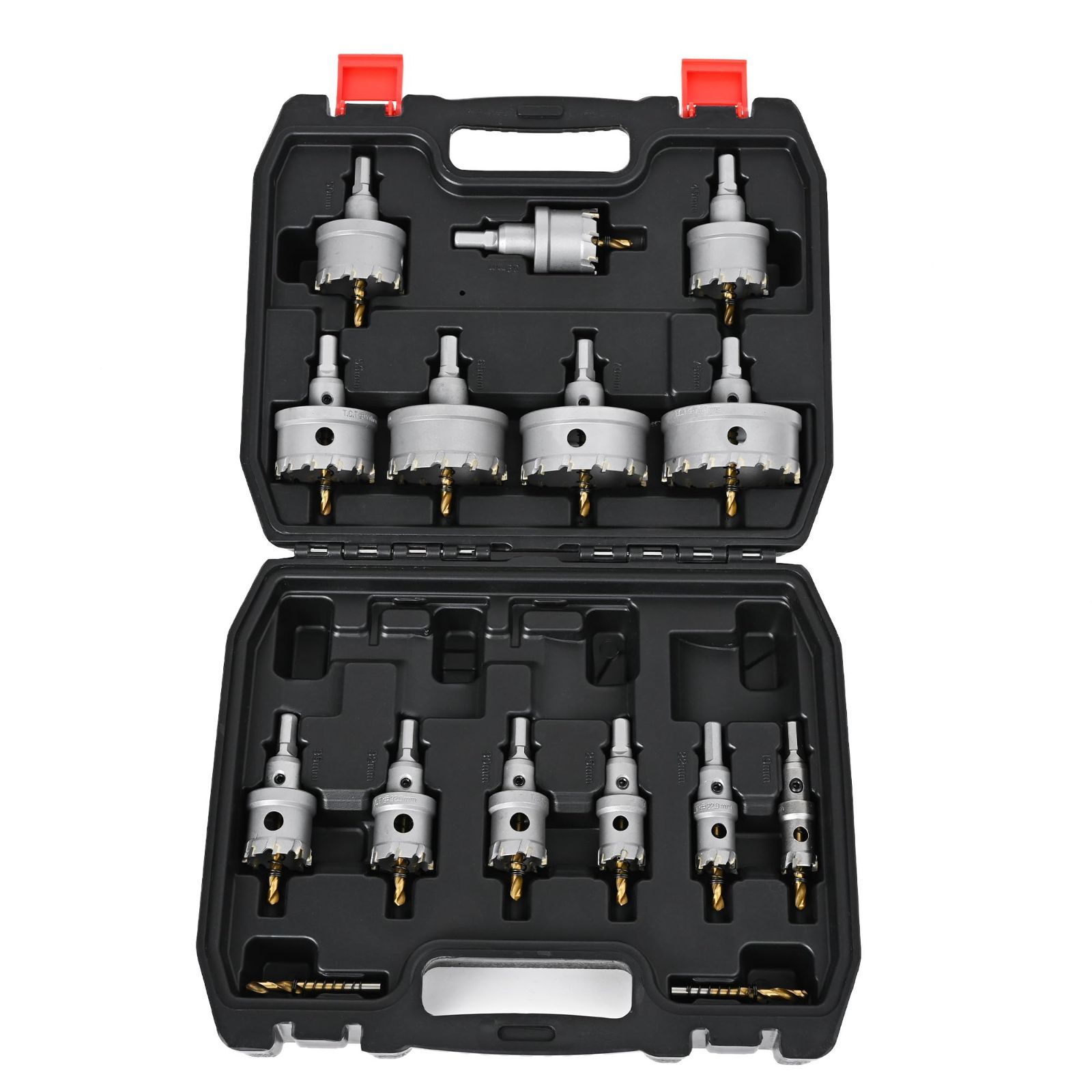 GEARMAN(ギアーマン) 超硬 ホールソー セット 13本 ケース付き 19mm 22mm 25mm 30mm 32mm 35mm 38mm 45mm 50mm 55mm 65mm 70mm 75mm センタードリルにコバルトを使用
