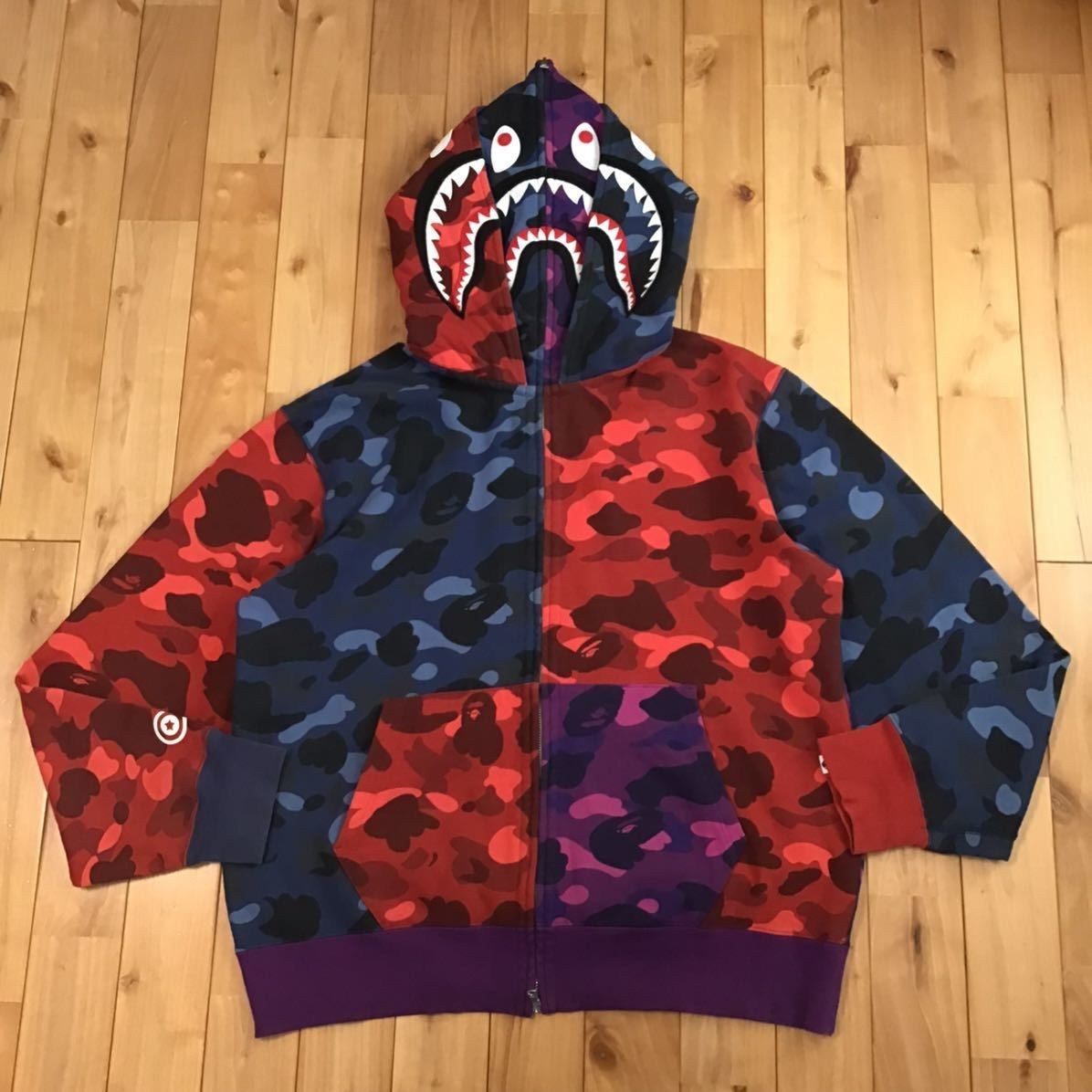 ★2XL★ Crazy camo ダブル シャーク パーカー double shark full zip hoodie a bathing ape BAPE エイプ ベイプ 迷彩 XXL