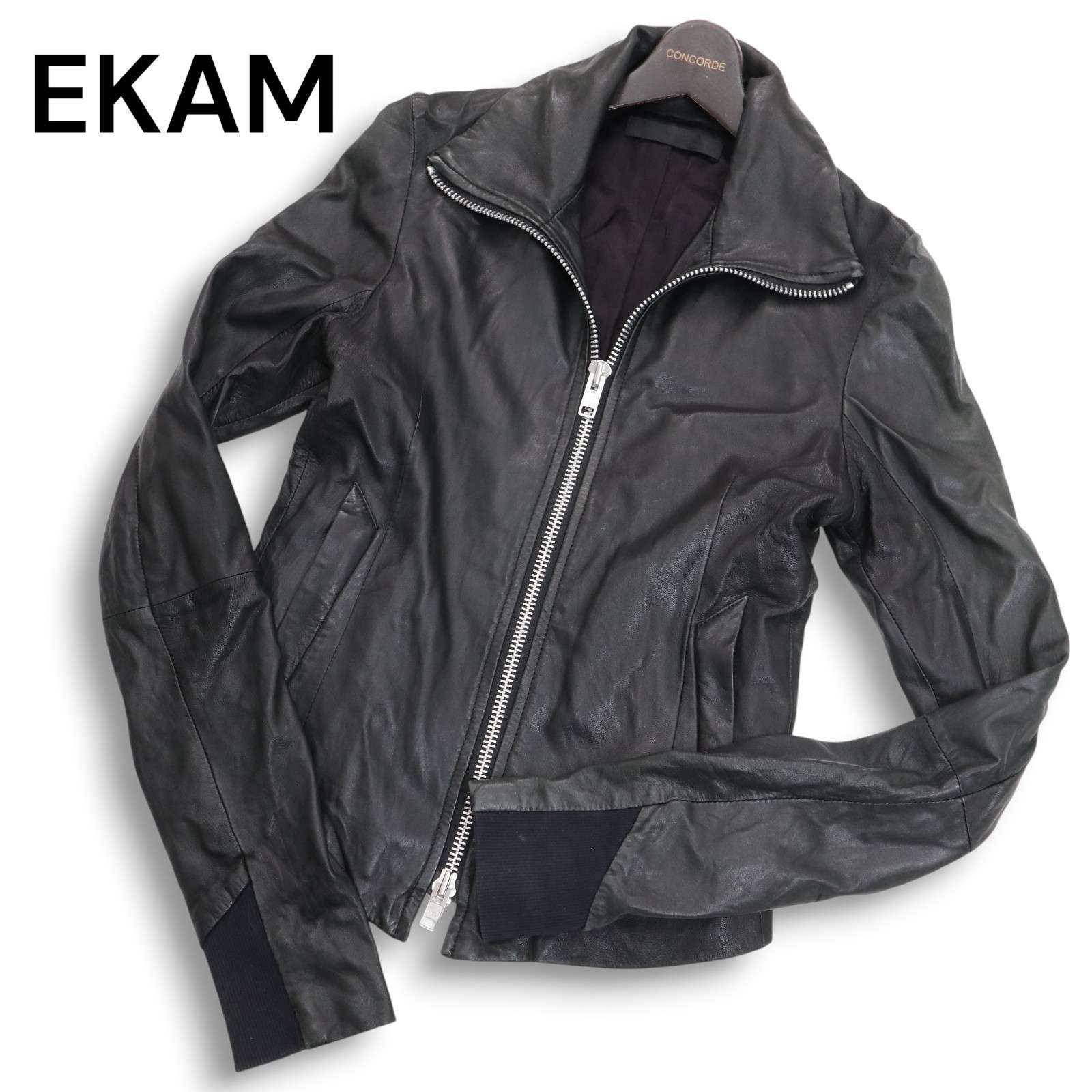EKAM エカム シングルライダースジャケット ラムレザー 羊革 EKAM