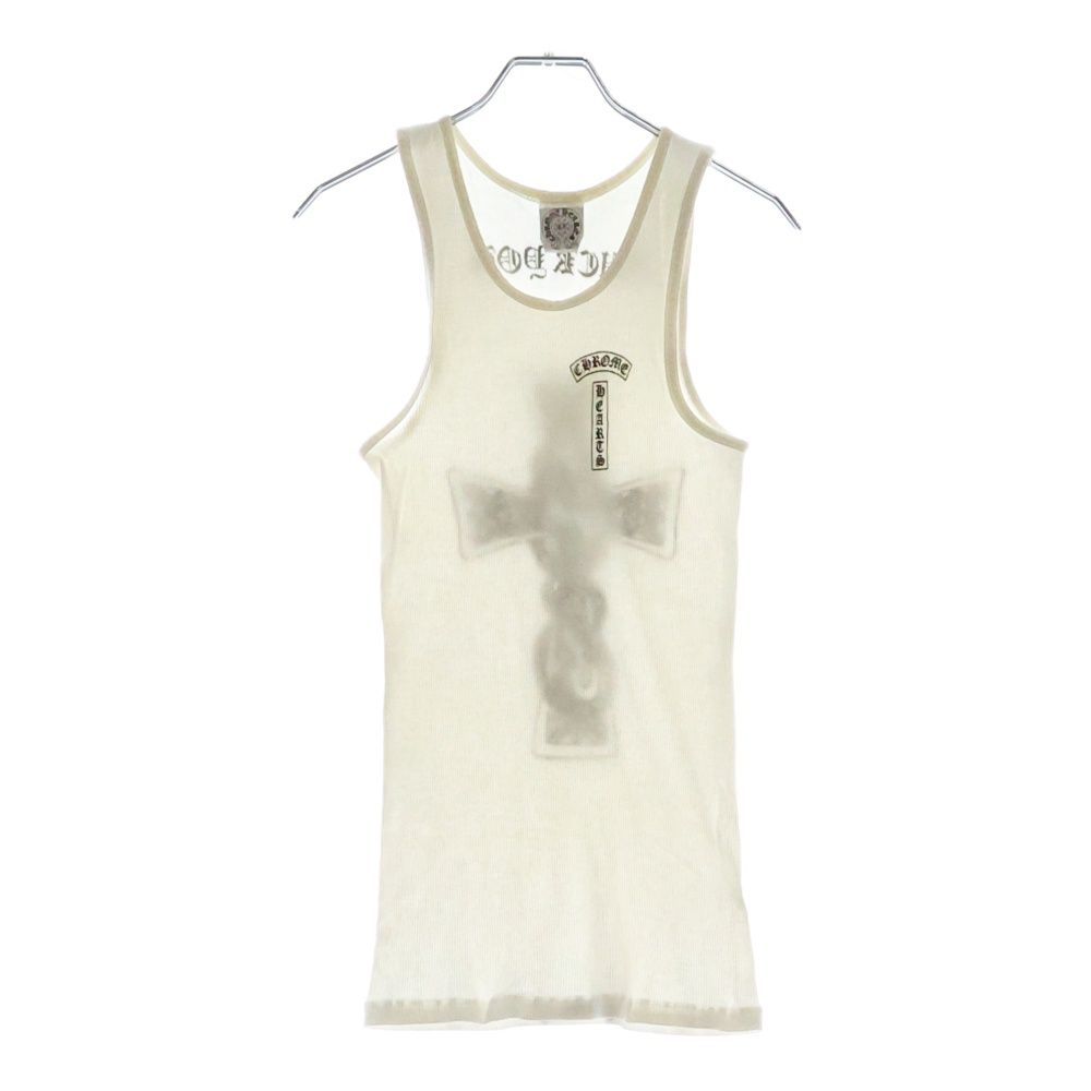 希少　CHROME HEARTS ロゴ クロス リブタンクトップ　ホワイト　s Chrome Hearts ホワイトタンクトップ ロゴ サイド 希少 CHROME