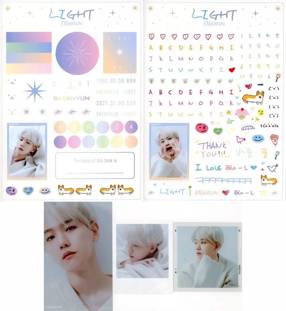 中古】グッズセット ベッキョン(EXO) SCRAP BOOK DECO STICKER + PHOTO