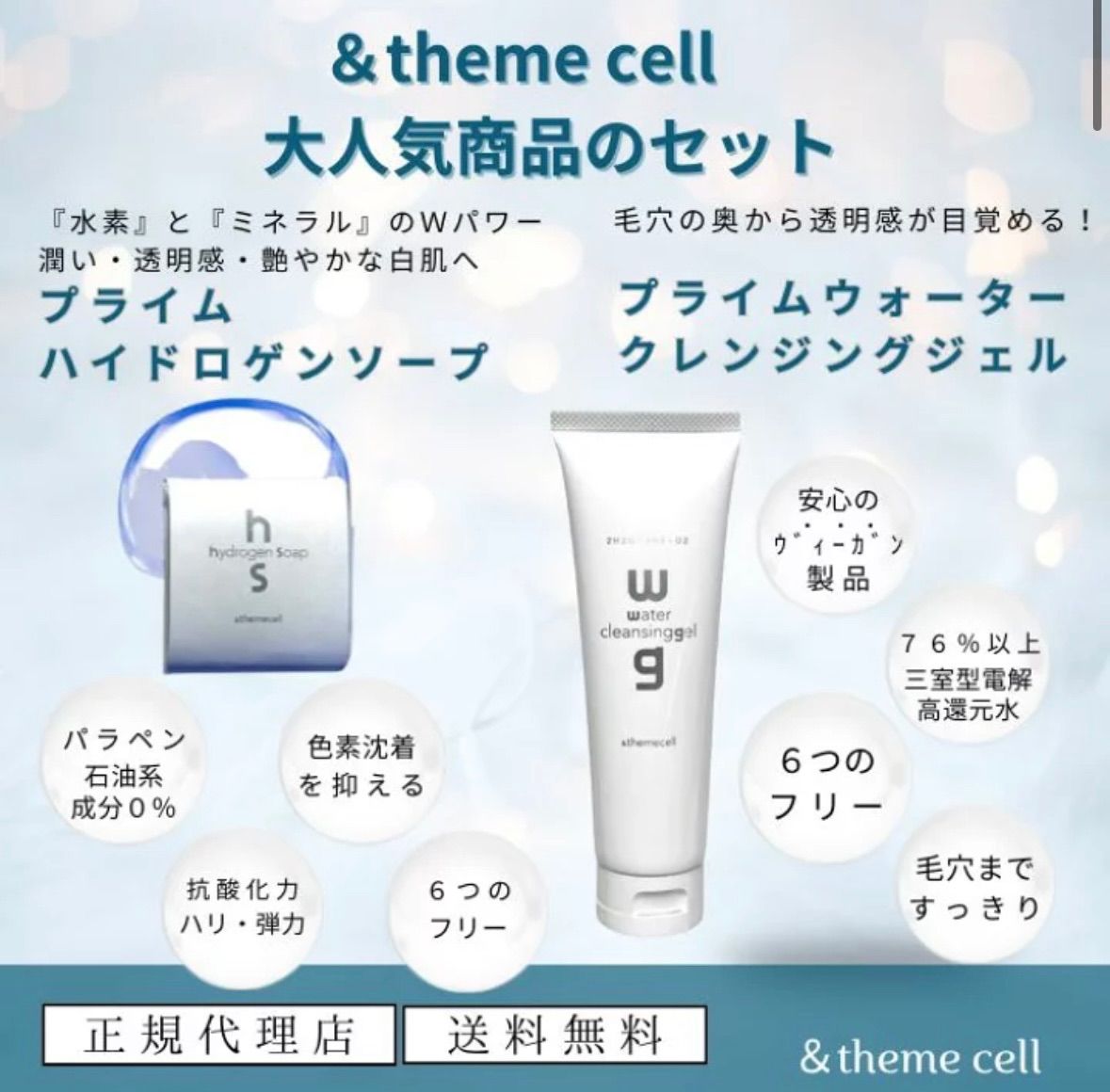 ＆theme cell アンドザミセル 大 セット プライムウォータークレンジングジェル＆プライムハイドロゲンソープセット