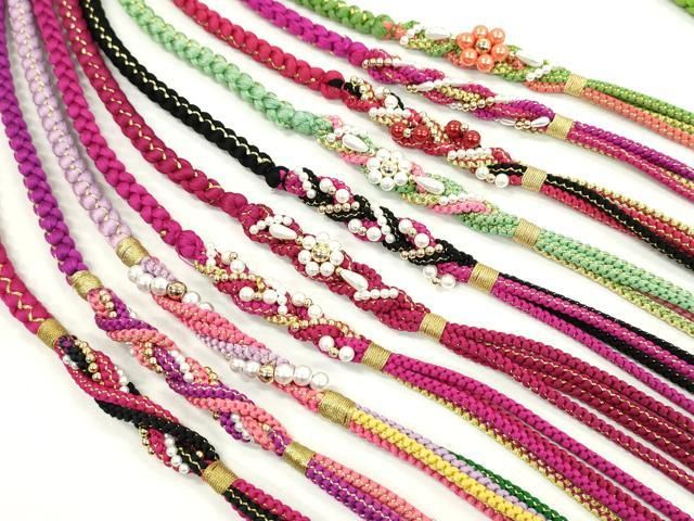 平和屋着物●和装小物 振袖用飾り付き帯締め１０本セット パール 花 金糸 CAAX8192ju