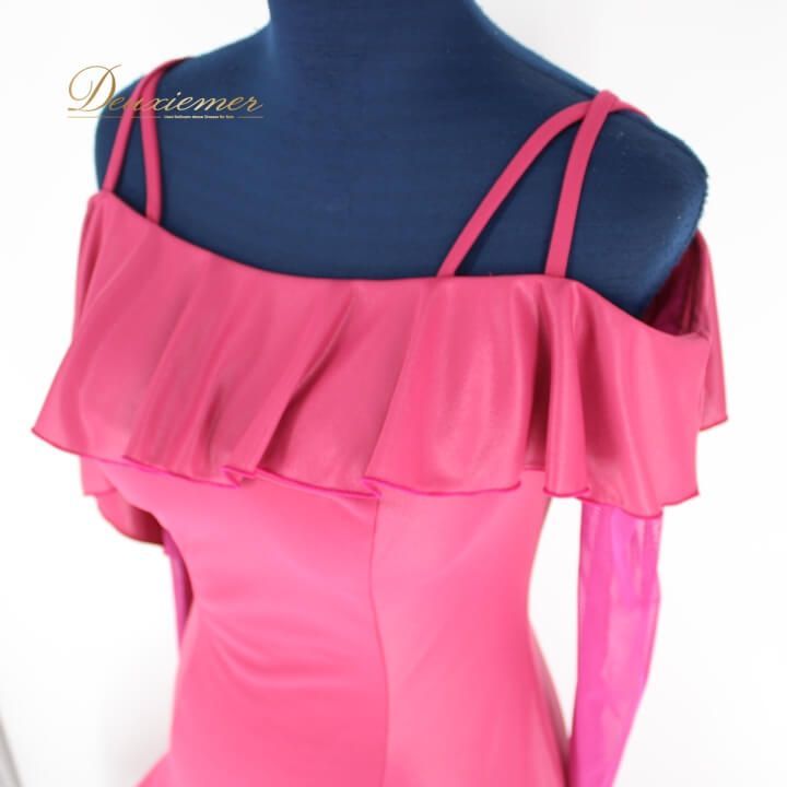 社交ダンス 衣装 スタンダード ドレス ワンピース レッスンウェア レディース オールシーズン マゼンダピンク オフショル 長袖 派手 シンプル ダンス衣装 おしゃれ フォーマル ステージ 衣装 薄手 ルーズ フ 状態良好 大人 女性 バースデーパーティ