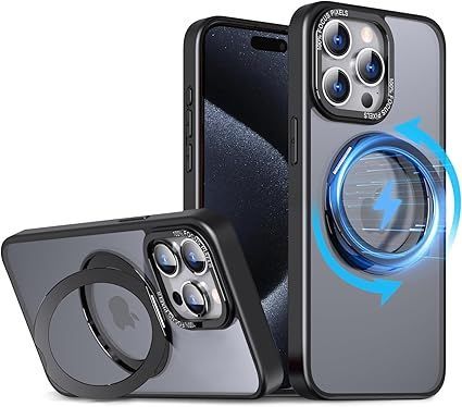 低価，セール KWATUNG 互換品 ケース iphone 15 pro max 用 ケース magsafe対応 ワイヤレス充電 アイホン15pro max 用ケース 落下防止 耐衝撃 いphone15pro max 用 ケース 360°回転スタンド 縦 応募券