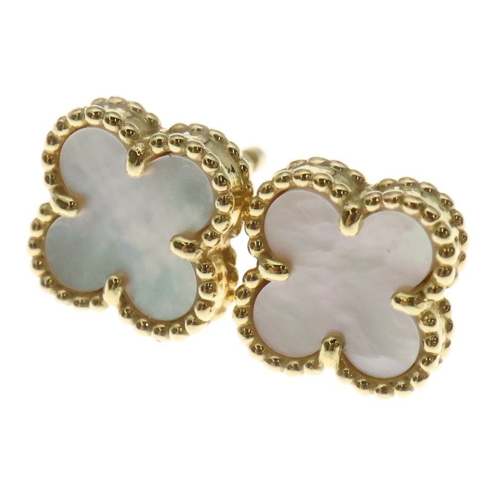 Van Cleef - Arpels ヴァンクリーフアンドアーペル スウィートアルハンブラ ピアス K18YG イエローゴールド マザーオブパール キャッチ欠損 VCARA44800 ジュエリー