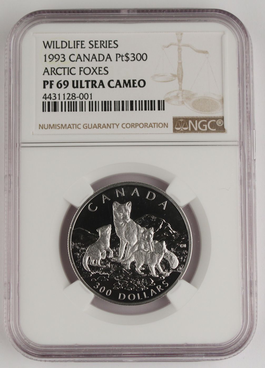 Canada 1993 $300 1 Oz Platinum Proof Coin NGC PF69 UC Wildlife - Arctic Fox