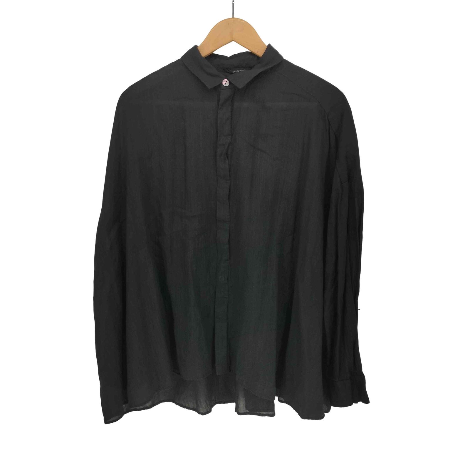 パドカレ pas de calais リネン混 ドルマンスリーブ 比翼 L/S シャツ メンズ UK：38 