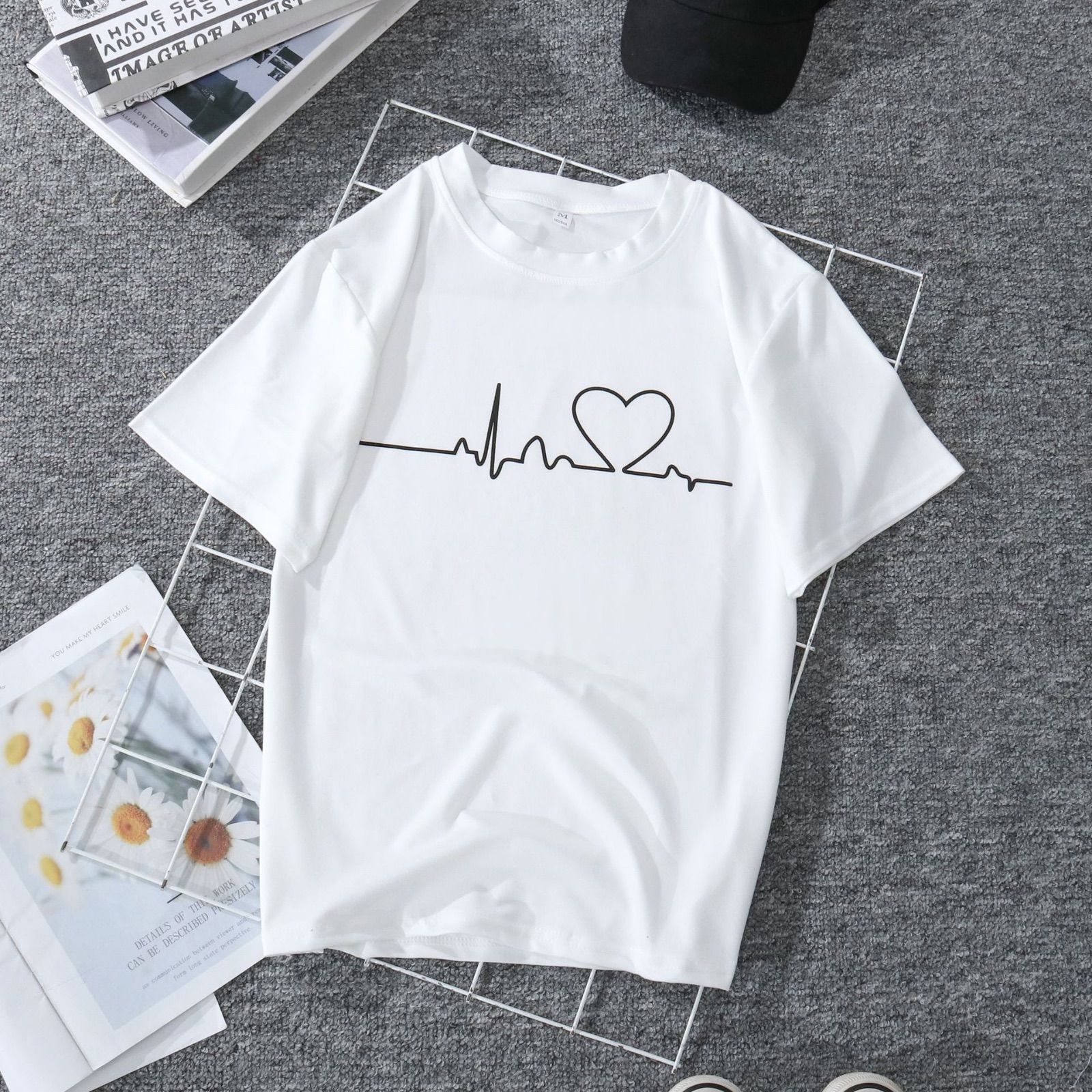ハート Tシャツ カップル ユニセックス 韓国 - メルカリ