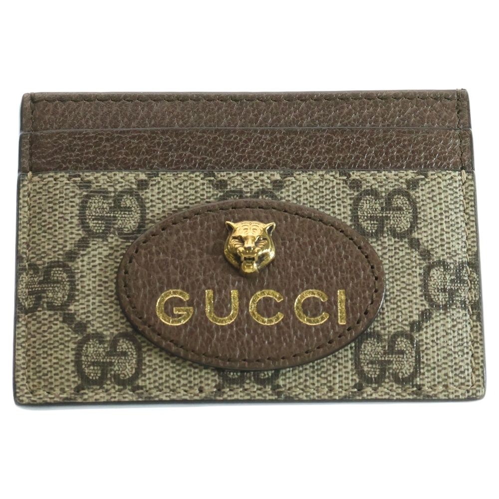 GUCCI グッチ タイガーヘッド GGスプリーム PVC カードケース ベージュ 597557