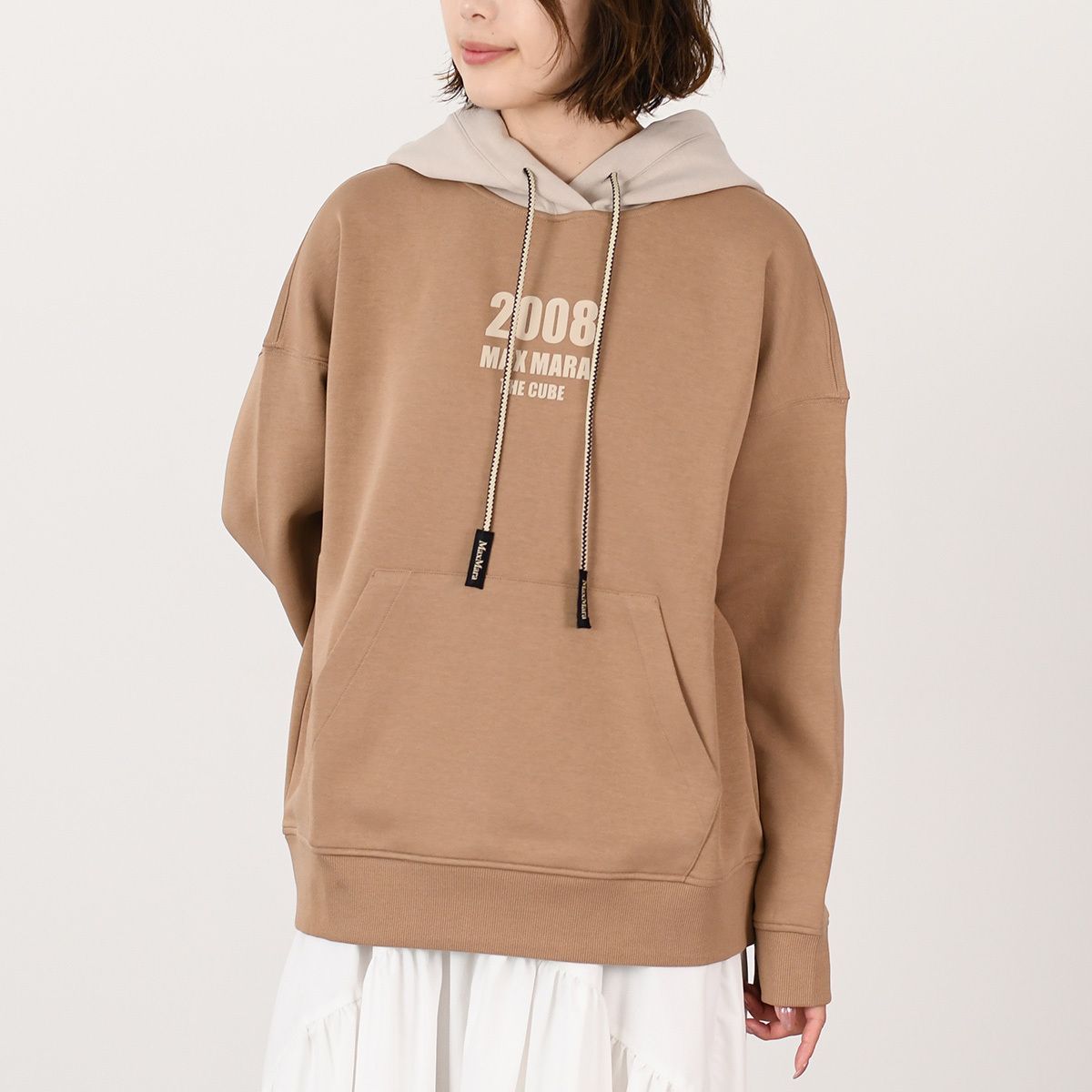 S Max Mara エス マックスマーラ トップス パーカー AGATA 9941015106 アガタ コットン ジャージーフーディー レディース キャメル 長袖 ドロップショルダー ロゴ