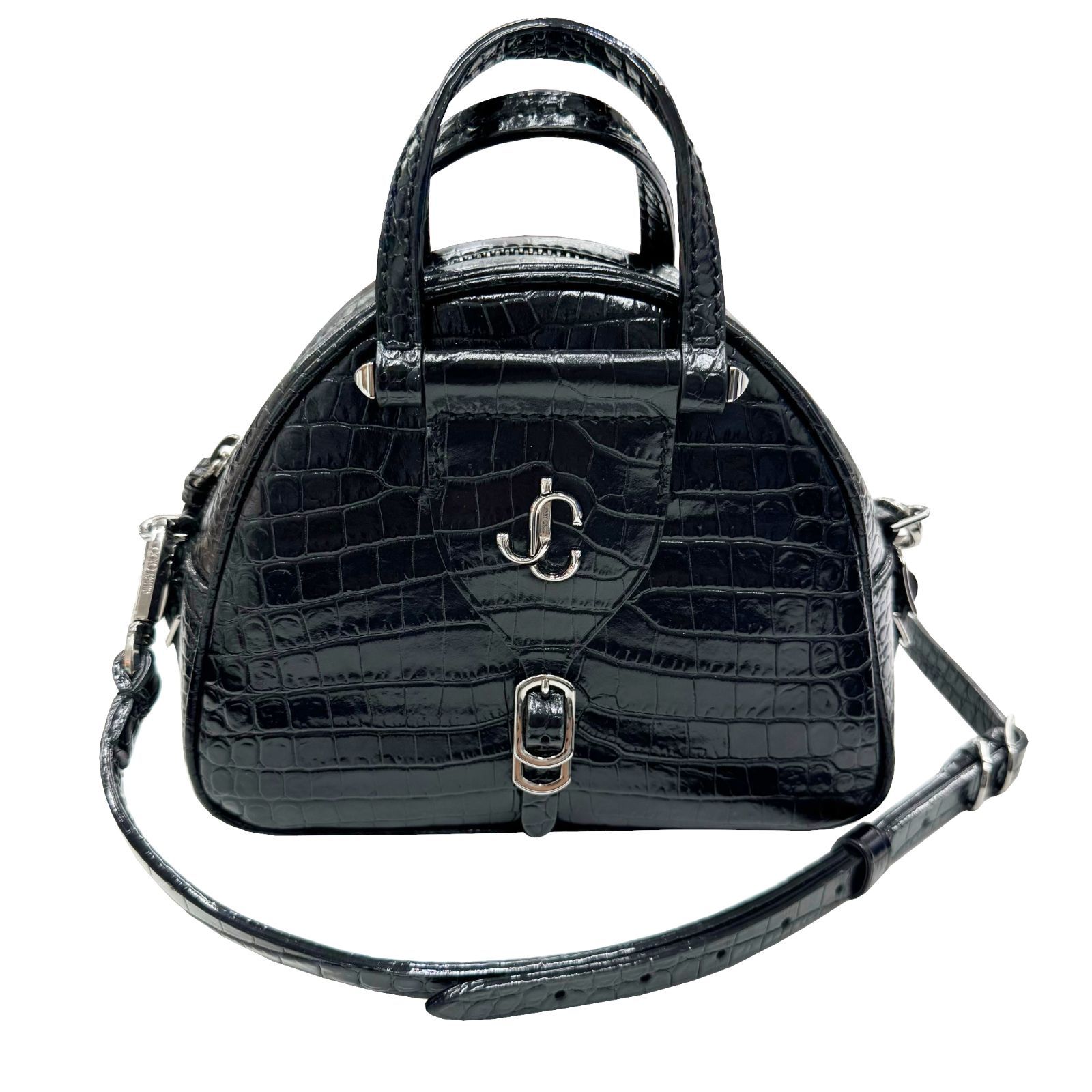 ジミーチュウ レザーショルダーバッグ ヴァレンヌ クロコ型押し