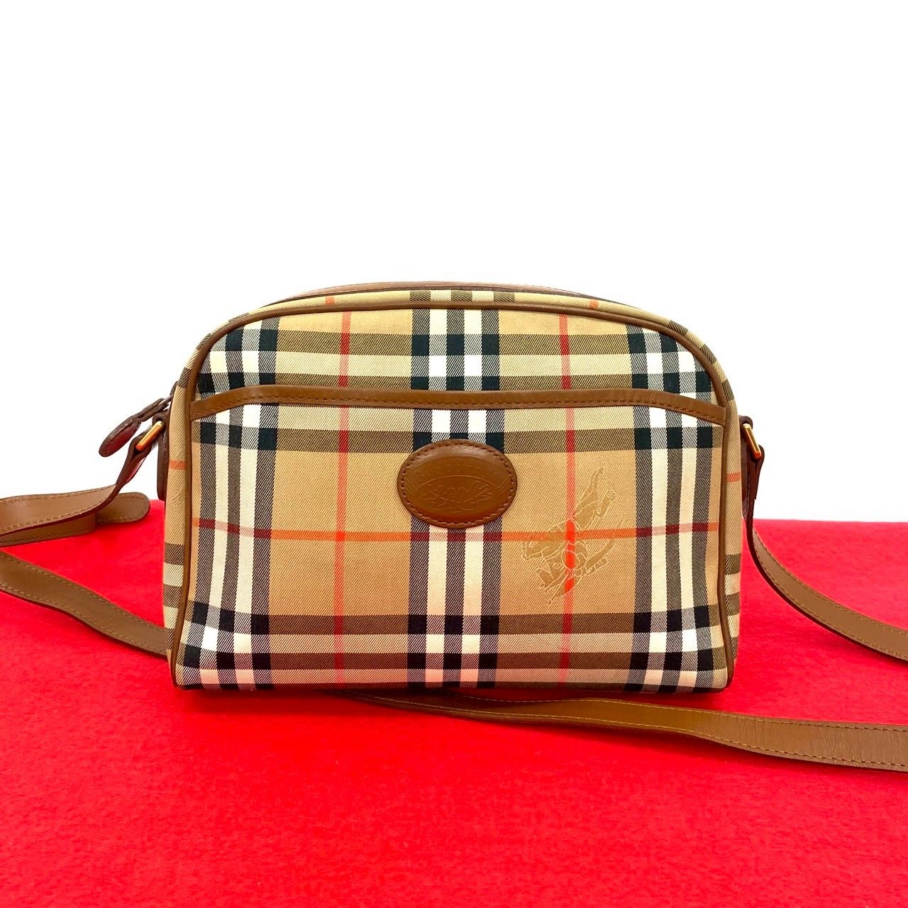 極 美品 Burberrys バーバリーズ ノバチェック 柄 シャドーホース ロゴ