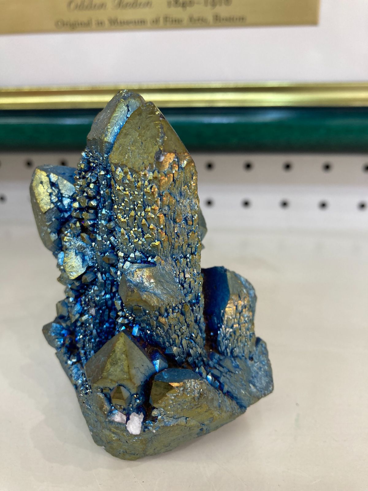 オーラ原石 ブルー＆金色 天然石 クラスター ポイント 413g 城 シンデレラ オーラ原石 ブルー＆金色 天然石 水晶 クラスター ポイント 413g 城