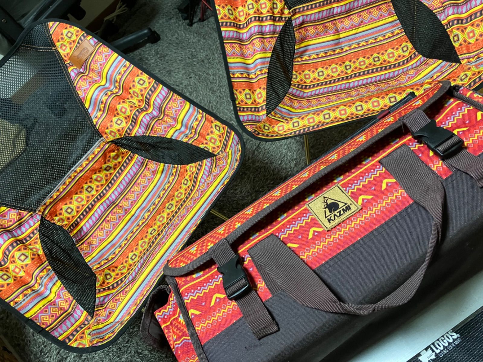 【激レア】ナバホ/オルテガ柄 アウトドアチェア2脚+マルチコンテナボックスセット 激レア】ナバホ/オルテガ柄 アウトドアチェア2脚+マルチコンテナ