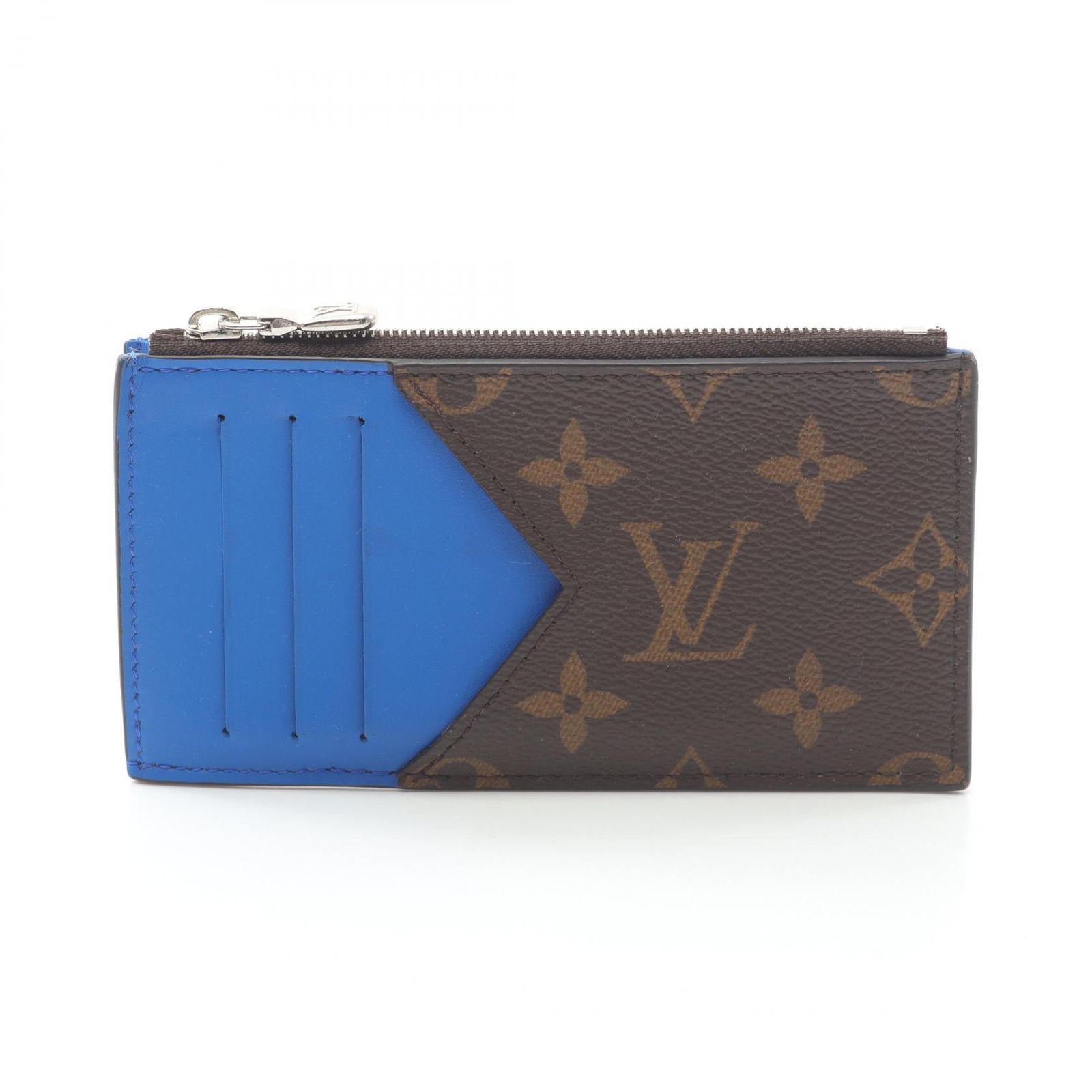 ルイ ヴィトン LOUIS VUITTON コインケース マニア モノグラムマカサー M82911 ブルー PVCコーティングキャンバス レザー コインカードホルダー ユニセックス Used A