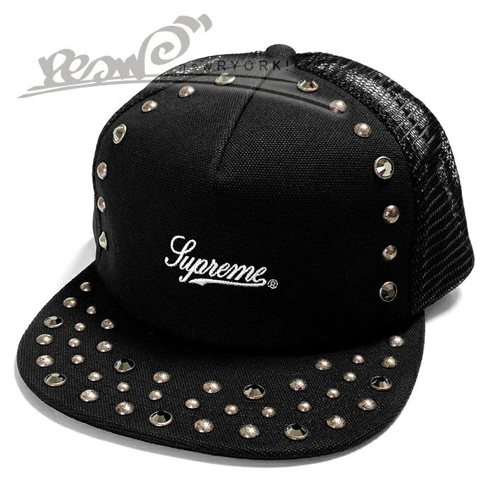 送料無料 メンズ キャップ ブラック Supreme シュプリーム Supreme|b.b.Simon Studded Mesh Back 5-Panel FW25H95 シュプリームビービーサイモンコラボスタッズメッシュバック5パネルキャップ se1426r