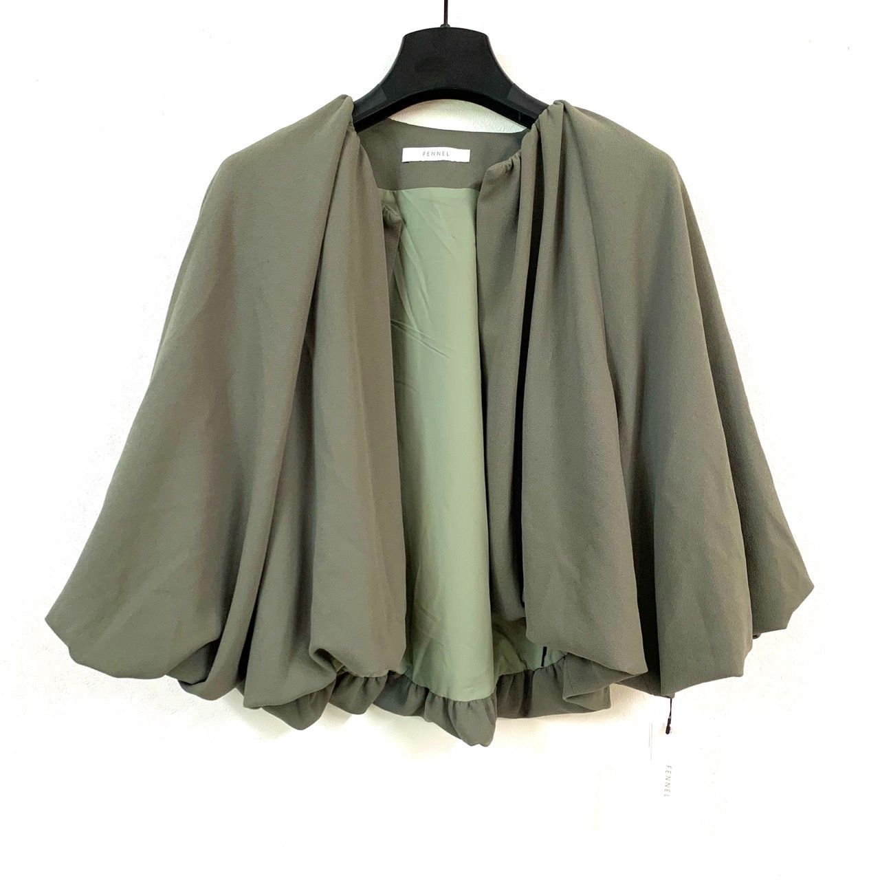 フェンネル ノーカラーボリュームスリーブジャケット　未使用タグ付き FENNEL】フェンネル/ノーカラーボリュームスリーブジャケット/9号/未