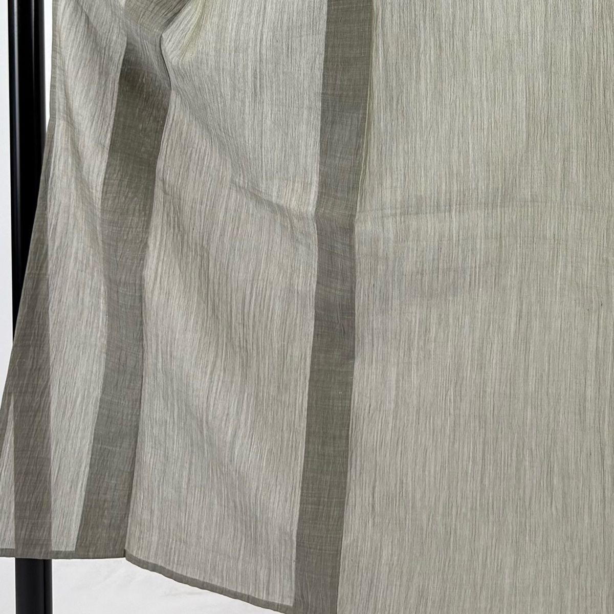 男着物 身丈147.5cm 裄丈71.5cm M 薄物 夏紬 灰緑 正絹 秀品