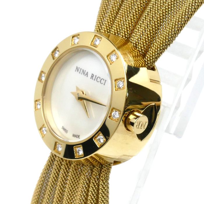 NINA RICCI ニナリッチ 腕時計 シェル文字盤 ケース付き 電池交換済