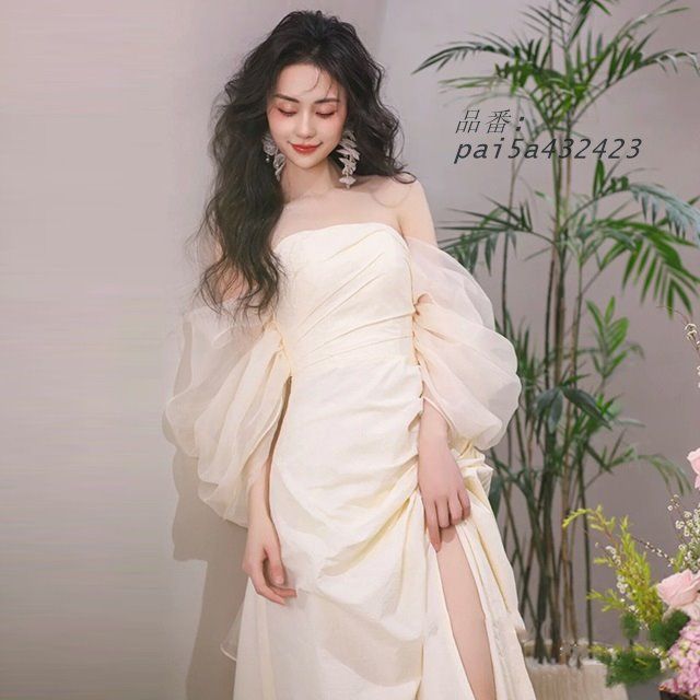 ウェディングドレス オフショルダー ウェディングドレス 大きいサイズ 3L 4L ウェディングドレス 小さいサイズ 袖ありシンプル 前撮り 上品 二次会 pai5a432423