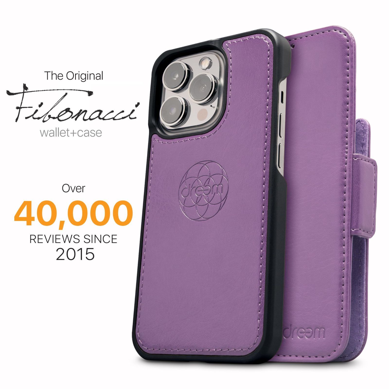 新着商品 携帯電話ケース RFIDカード保護機能 耐衝撃 マグネット着脱式 ヴィーガンレザー製 2通りに使えるフリップスタンド付き - Plus用 14 - iPhone Apple 財布型ケース パープル フィボナッチ Fibonacci 2イン1 D