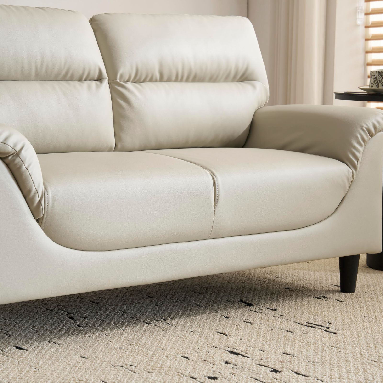 幅126 合皮 2人掛け コンパクト ソファー PUレザー ふたりがけソファー パールグレー オーエスジェイ OSJ