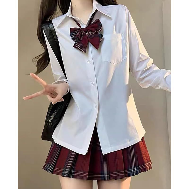 KALAOK スクールニット 女子 学生 制服 ニット Vネック 通学用 無地 高校生 ゆったり 春夏秋冬 black L 1 BRIGHTFACE_UK