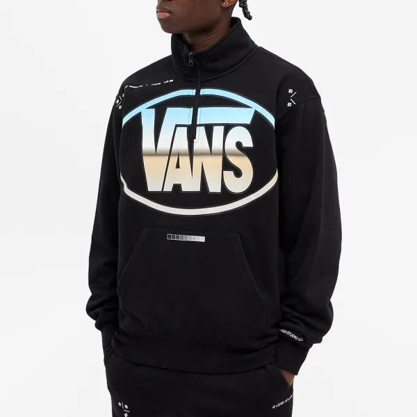 LQQK STUDIO x VANS VAULT ルックスタジオ ヴァンズ ボルト 別注 Quarter Zip Top ハーフジップスウェット VN0A4VMKBLK XL BLACK トレーナー 裏起毛 トップス【中古】【LQQK STUDIO × VANS VAULT】 LQQK STUDIO x VANS VAULT ルックスタジオ ヴァンズ ボルト 別注