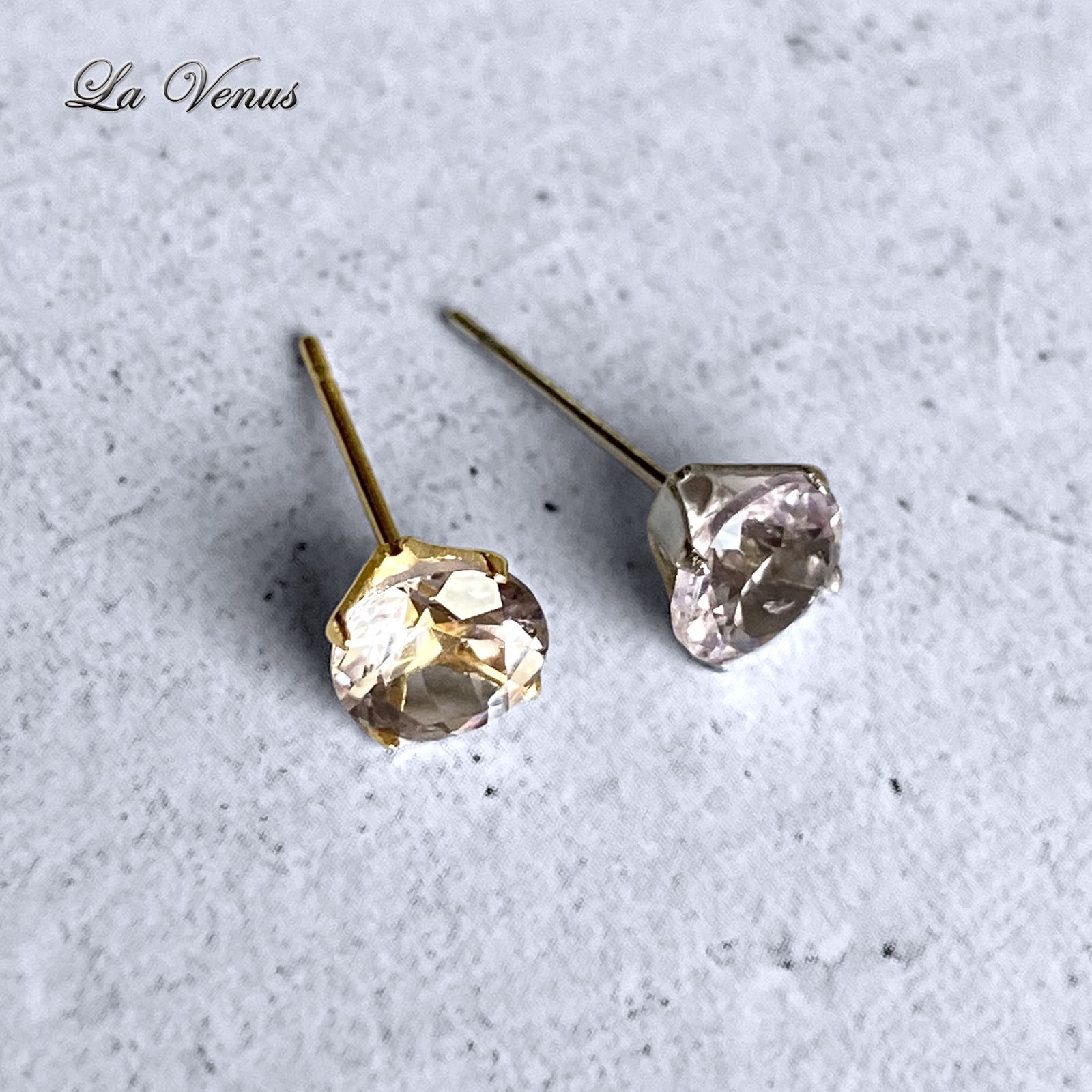 ✴︎つけっぱなしOK✴︎ 希少石 モルガナイト 大粒 ピアス 6mm SUS316 