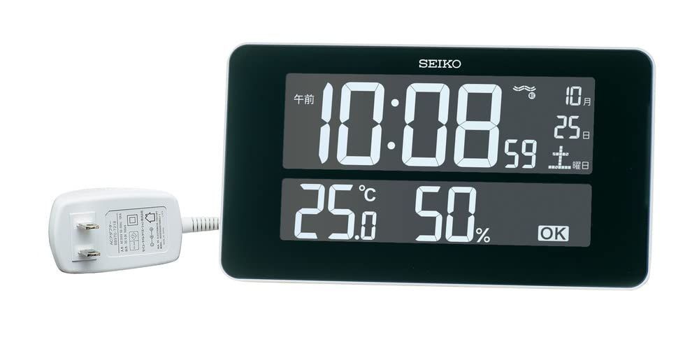【数量限定】LED時計 128×227×23mm デジタル 白 C3MONO 電波 シースリーモノ 掛け時計 置時計 DL217W セイコークロック