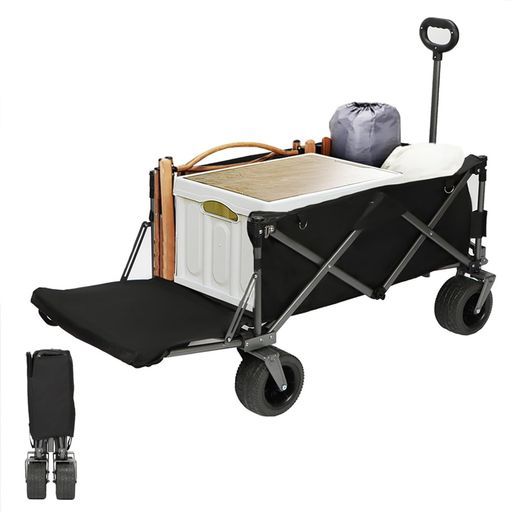 Poxvalzorキャリーワゴンキャンプカートアウトドアワゴン折りたたみ150 30Lキャンプギアコンパクト耐荷重150kg台車自立式収納キャリーカートショッピングBBQ釣りキャンプアウトドア運動会用…