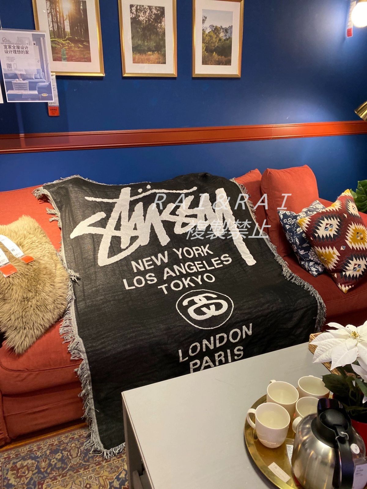 STUSSY ステューシー ラグ マット ブランケット 東京TOKYO