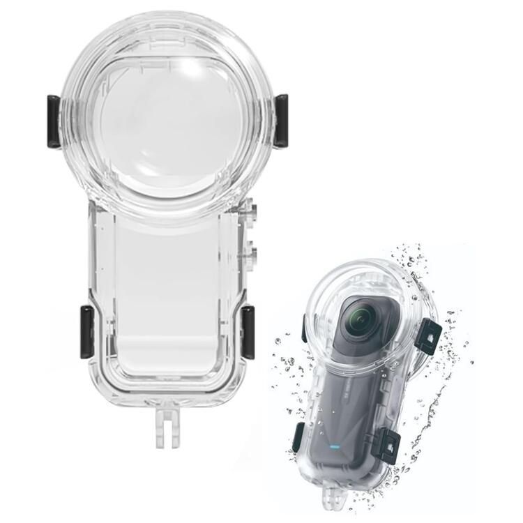 Insta360 X5 PC素材 防水ケース アダプタ ネジ ネジスパナ 4点セット 防水ハウジングケース 防水シェル ダイビング 防水 防塵 保護ケース 耐水圧 水中でのHD撮影 水深 50m 水中撮影用密閉カバー スタンドフレーム クリア ハードケース