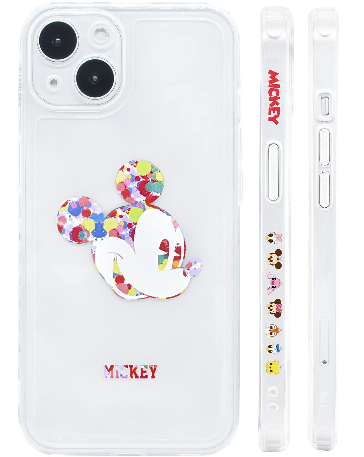 ディズニー ミッキーマウス iPhone15 用 ケース スマホケース アイフォン15 カバー 【全機種対応】 カバー かわいい 側面設計 TPU レンズ保護 ワイヤレス充電対応 指紋防止 透明なシェル かわい