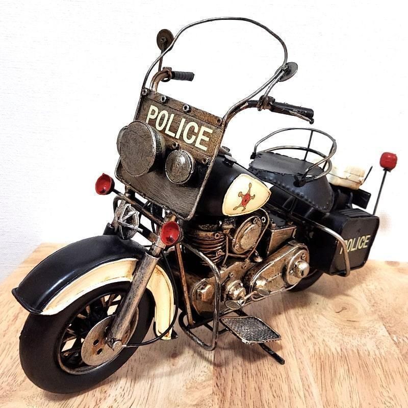 ブリキのバイクフィギュア ヴィンテージ風 A POLICE アメリカン 手作り ブリキのバイクフィギュア ヴィンテージ風 A アメリカン 雑貨