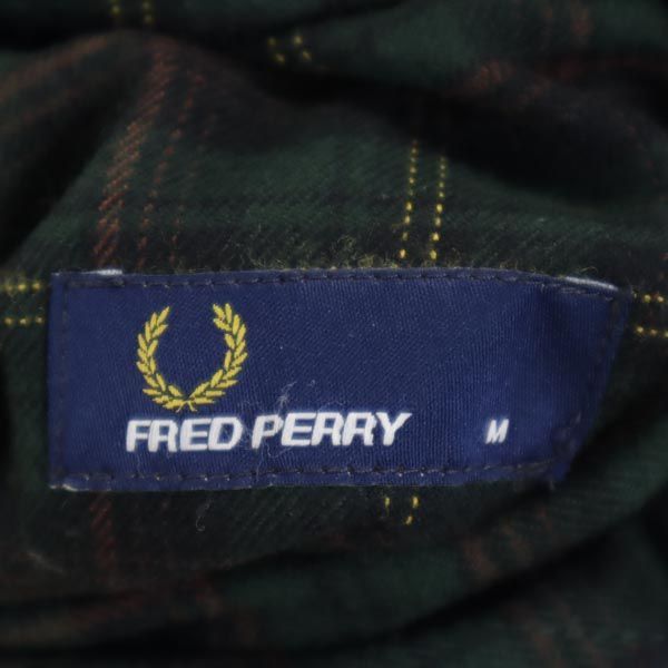 フレッドペリー リバーシブル ジャケット M 青系／緑系 チェック柄 FRED PERRY フード レディース   【221201】57cm肩幅