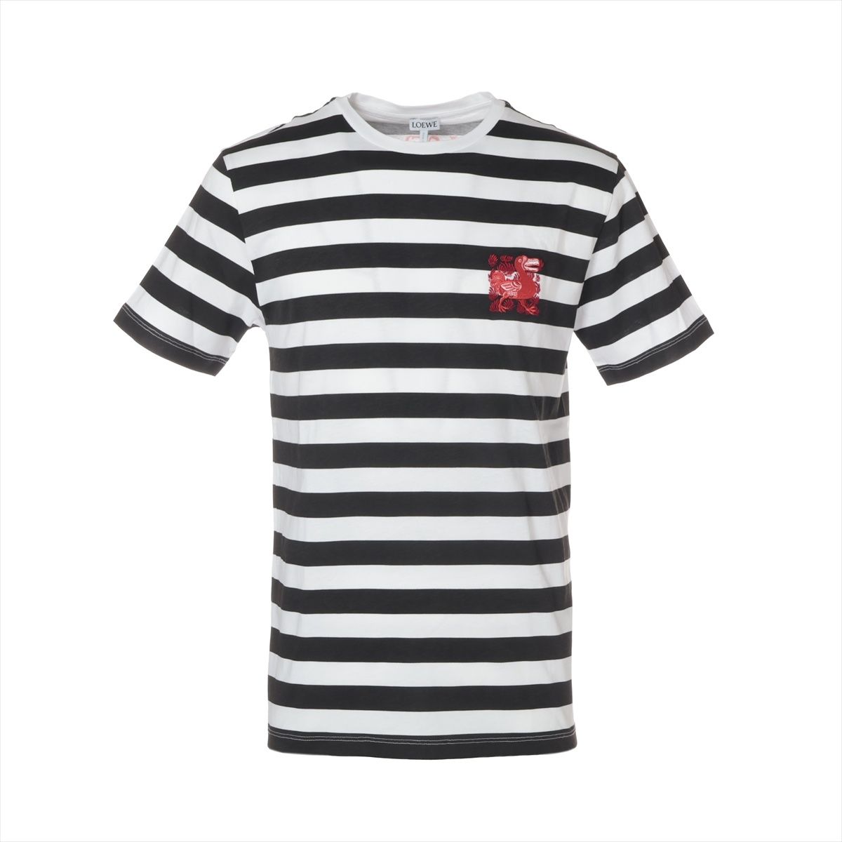 LOEWE ロエベ 半袖Ｔシャツ ブラック ボーダー ロゴ コットン S