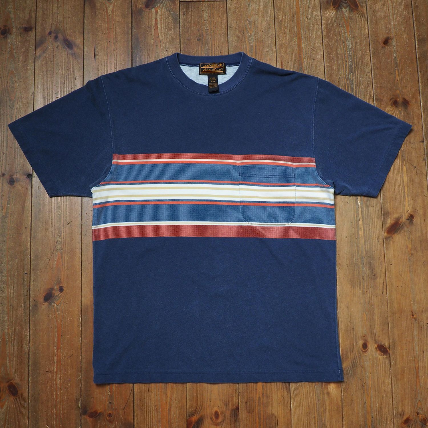 00s Eddie Bauer エディ・バウアー ヘンリーネック ボーダーTシャツ 