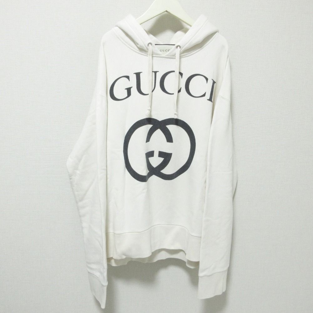 GUCCI グッチ ロゴプリント プルオーバー オーバーサイズパーカー M 