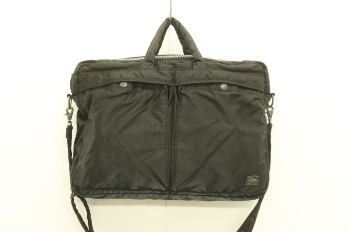 PORTER メンズビジネスバッグ -- TANKER 2WAY BRIEFCASE PORTER -- 黒 ブラック ロゴ