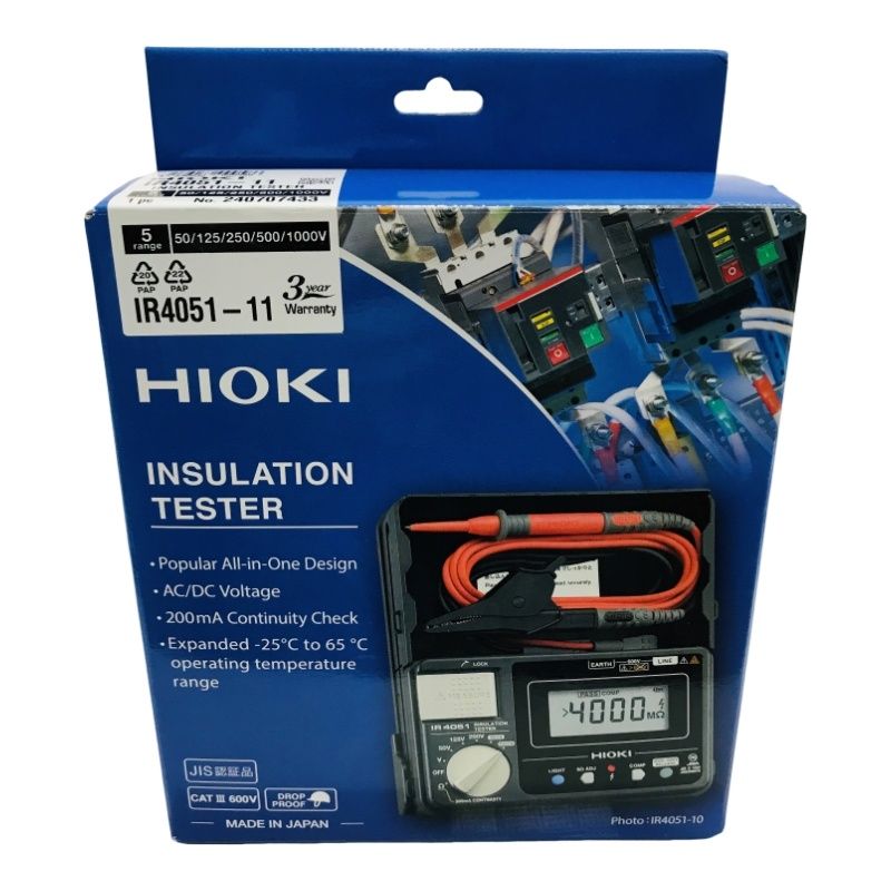 HIOKI 日置電機 IR4051-11 絶縁抵抗計 デジタルメガー スイッチ付きリード 計測機 テスタ 【新品】 22408K184 - メルカリ