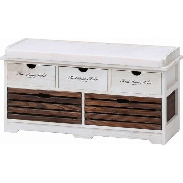 送料無料 完成品 アンティーク レトロ 収納付き ベンチ