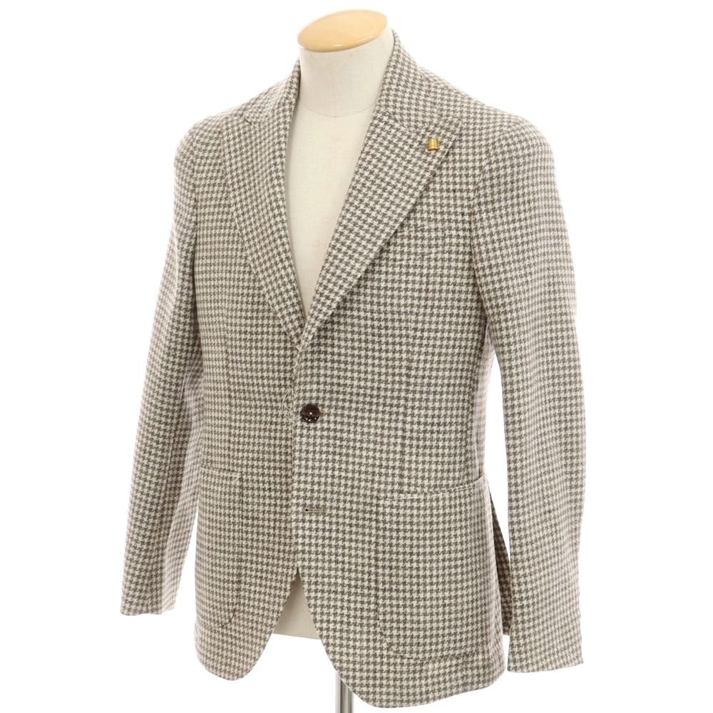 サルトリア ラトーレ SARTORIA LATORRE ウール チェック テーラードジャケット オフホワイトxグレー×ブラウン サイズ44 メンズ