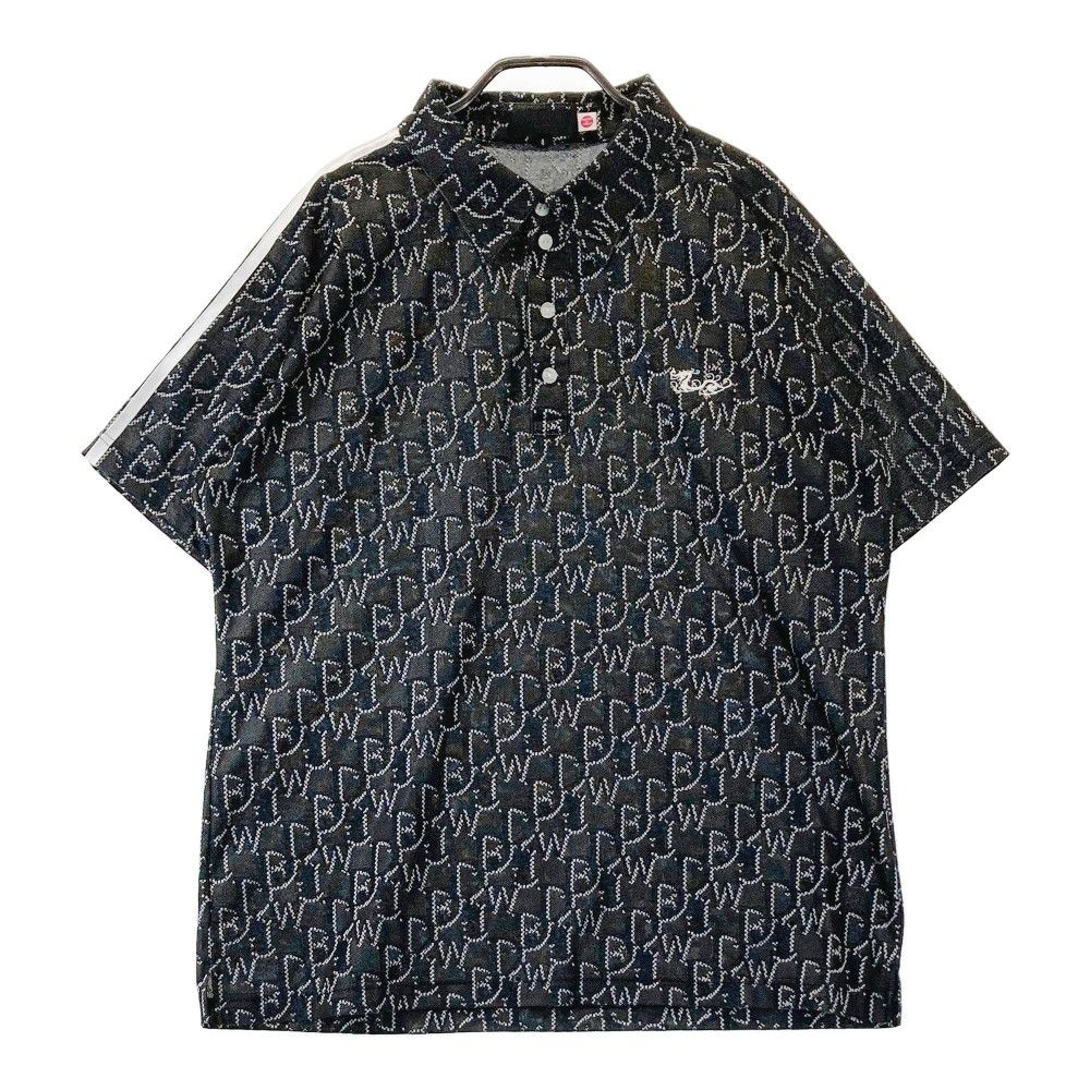 サイズ 4 DANCE WITH DRAGON ダンスウィズドラゴン D1-113325 半袖ポロシャツ 総柄 ブラック系 240101450948 ゴルフウェア メンズ ストスト