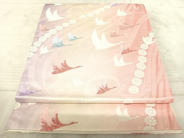 ［4890］袋帯 美品 扇面舞鶴花 金銀彩 六通 正絹 着物 4890］袋帯 美品 扇面舞鶴花 金銀彩 六通 正絹 着物 - メルカリ