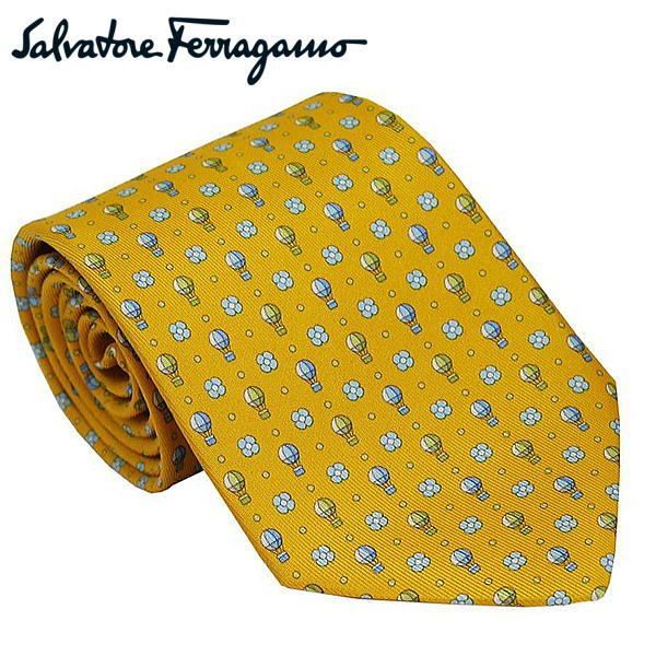 フェラガモ salvatore ferrgamo ネクタイ イエロー系 シルク100