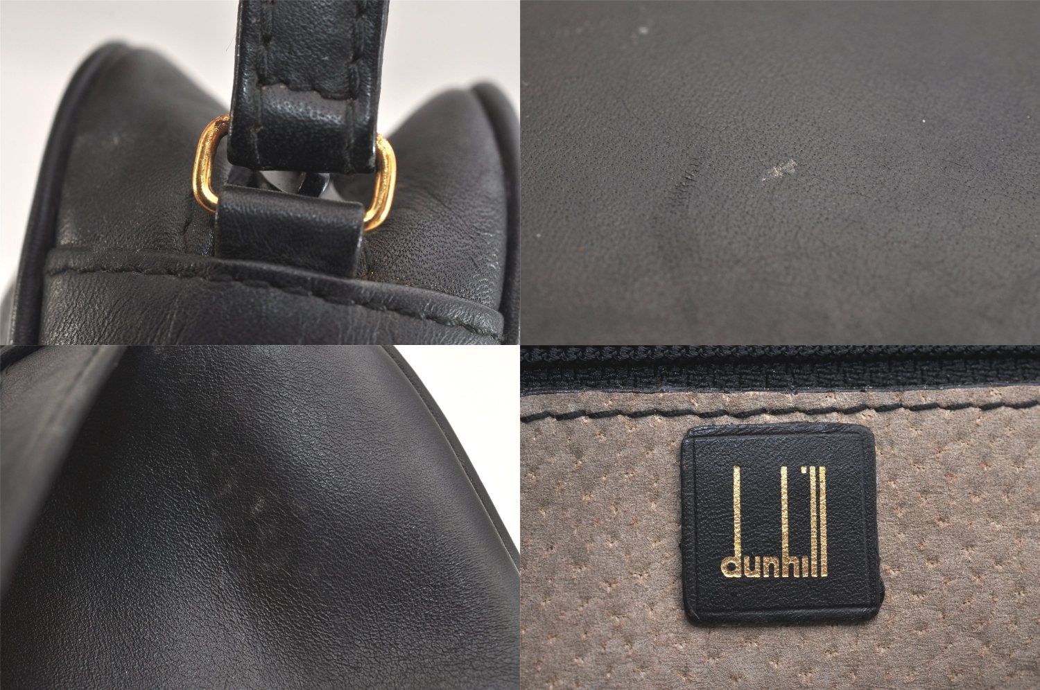 Dunhill ダンヒル ヴィンテージ クラッチハンドバッグ 財布 レザー ブラック 2472N DECORATOM_COM_BR